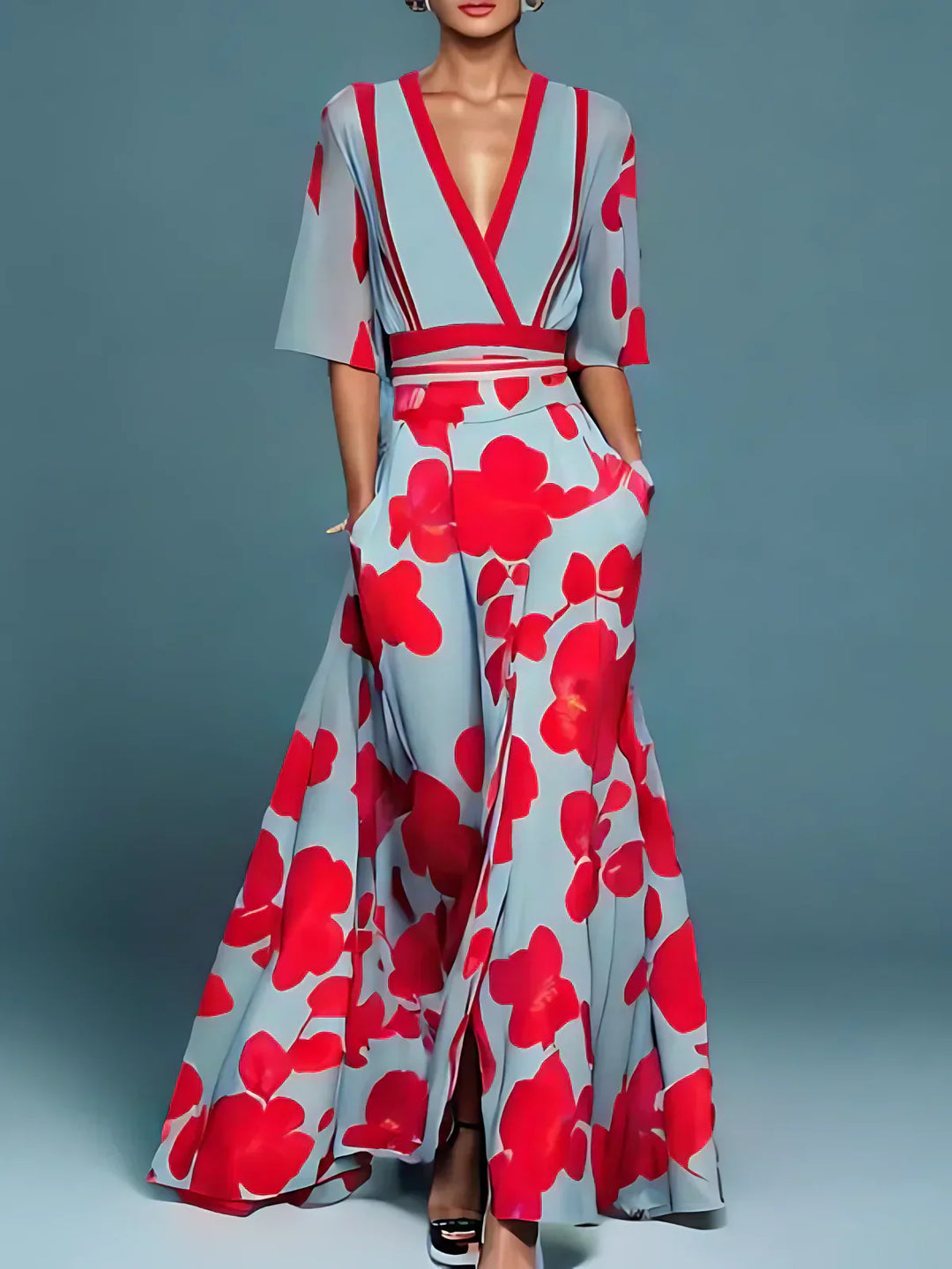 ROBE MAXI FLORALE À ENCOLURE EN V TIARA