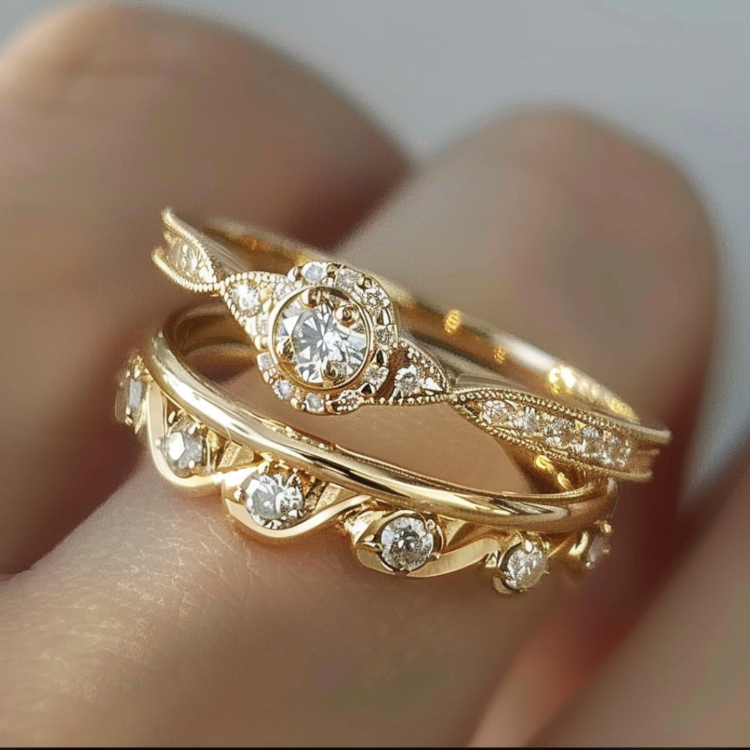 Bague élégante en or brillant