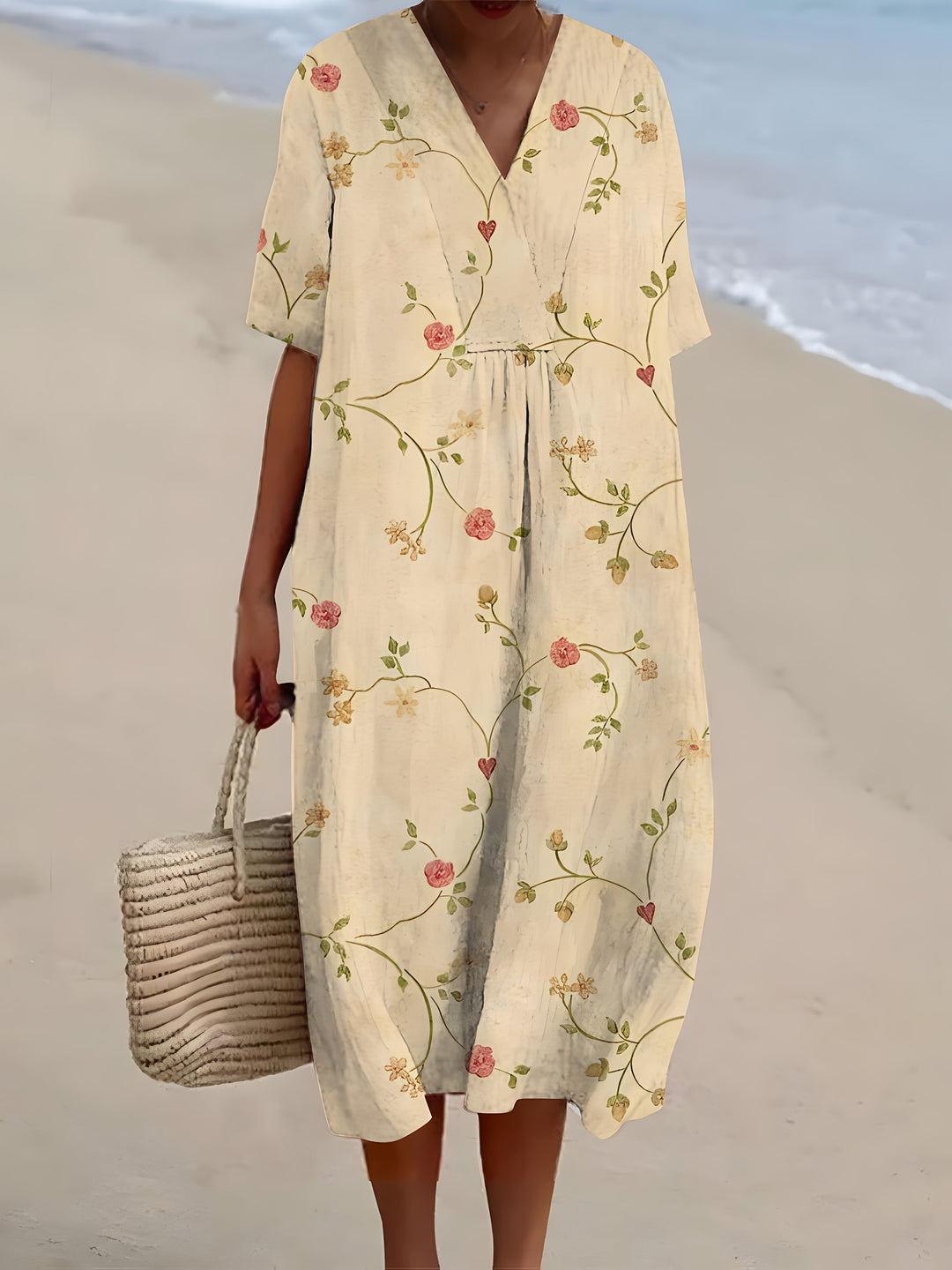 Maya – Robe Midi à Imprimé Floral Décontractée