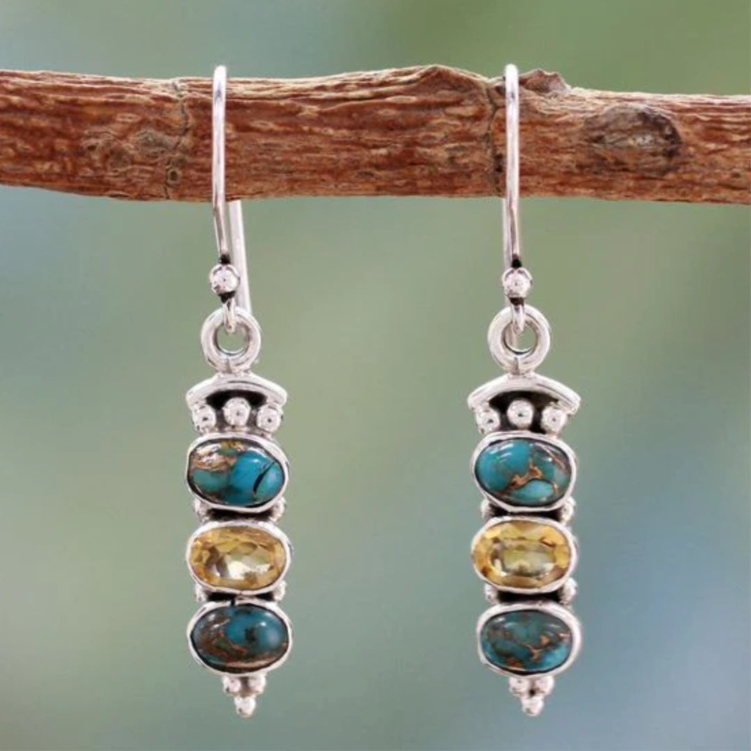 Boucles d'oreilles en argent boho avec opale