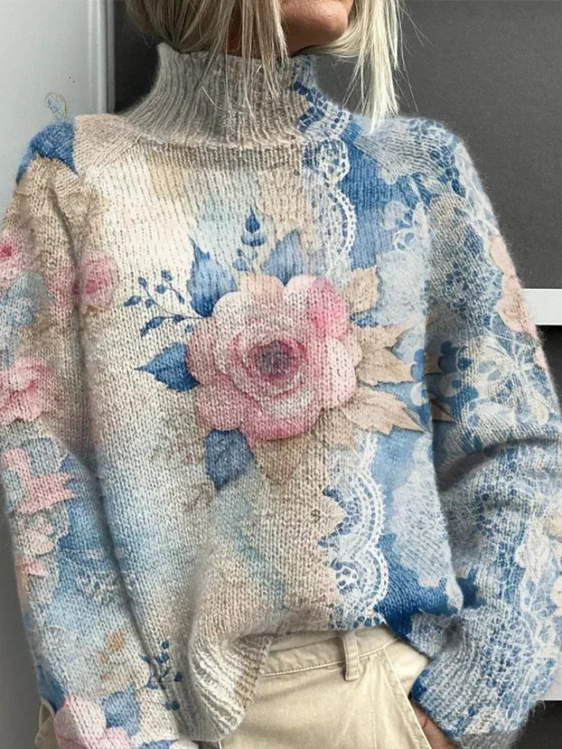 Roos - Col roulé en dentelle tricotée