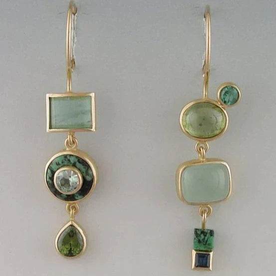 Boucles d'oreilles vertes pendantes