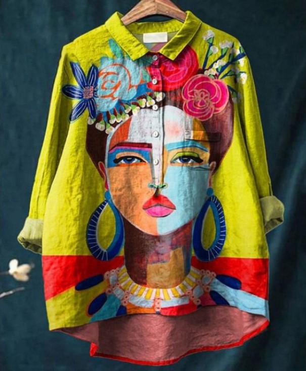 Chemise en coton-lin peinture à l'huile Freda