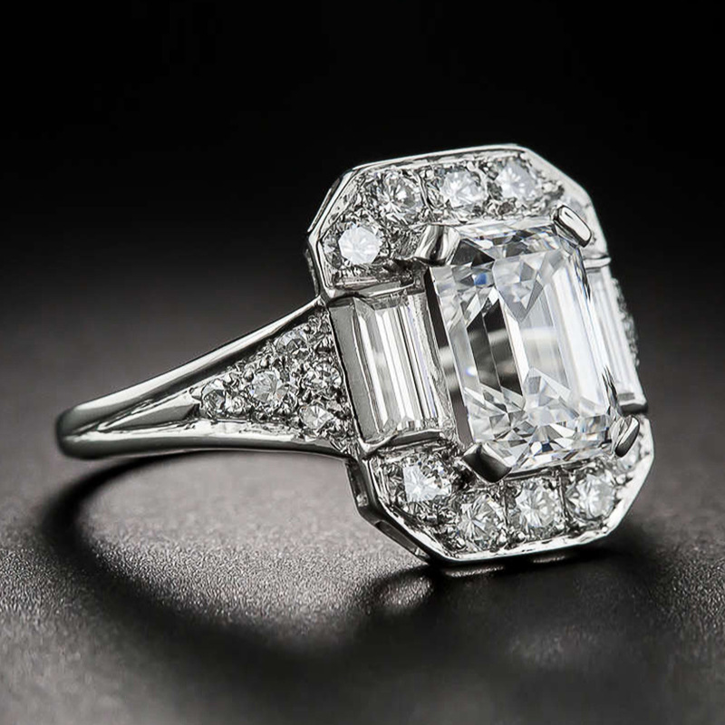 Bague en Argent avec Zirconia Carré Vintage