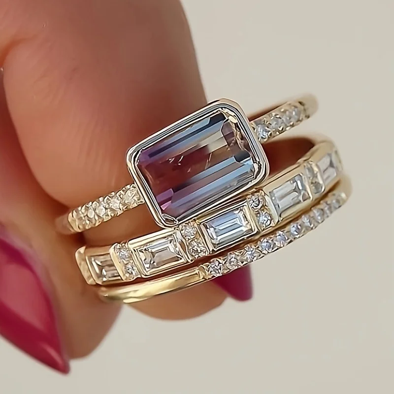 Ensemble de Bagues en Verre Brillant