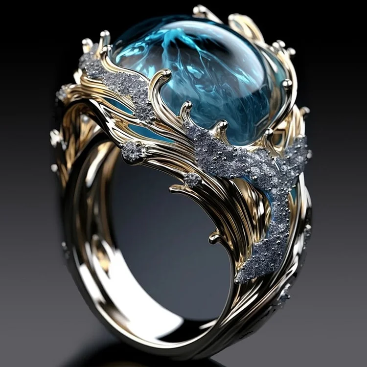Bague vintage en cristal océan