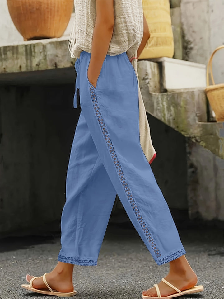Ava - Pantalon droit avec poches en biais en dentelle