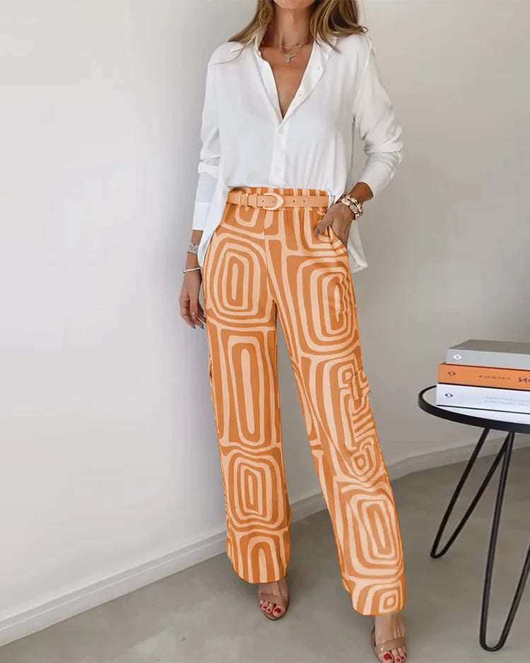 Daisy - Ensemble de Pantalon Élégant Comprenant Blouse et Ceinture