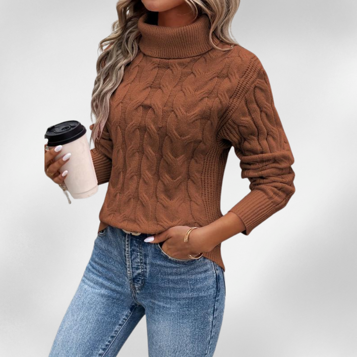 Lanie | Pull à col montant en tricot torsadé