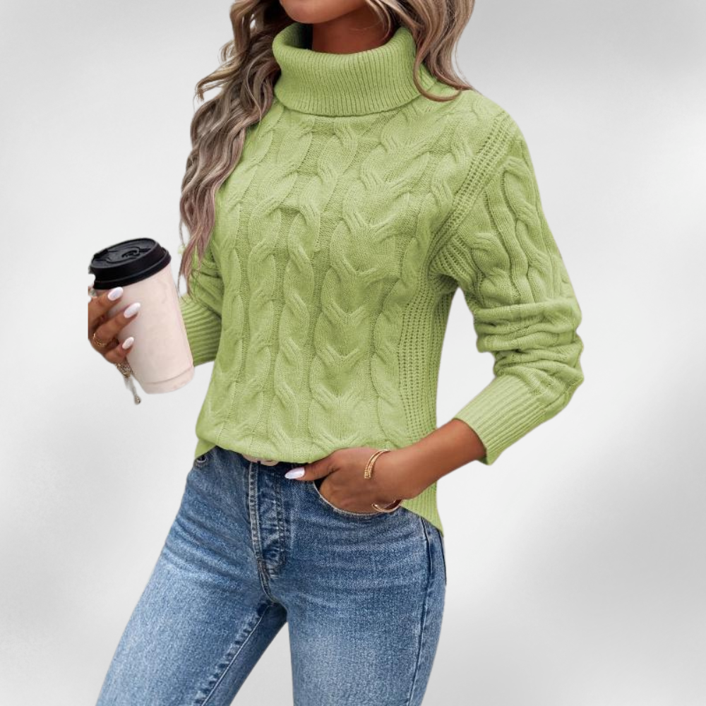 Lanie | Pull à col montant en tricot torsadé