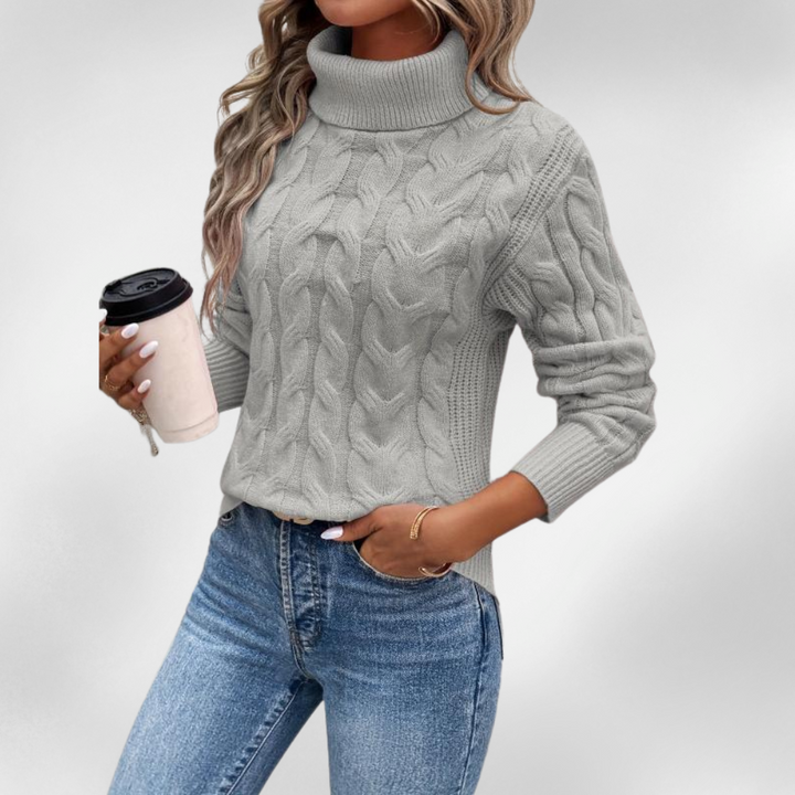 Lanie | Pull à col montant en tricot torsadé