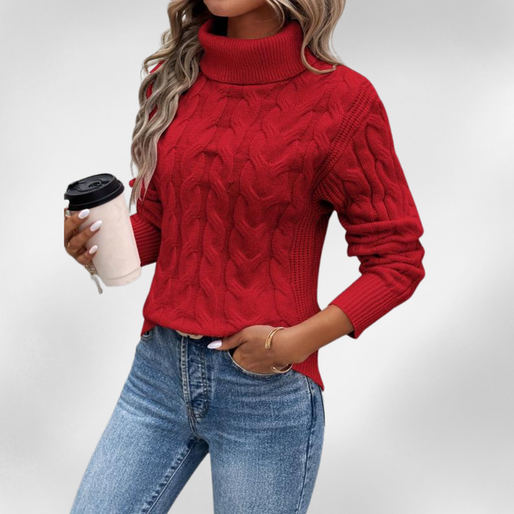 Lanie | Pull à col montant en tricot torsadé