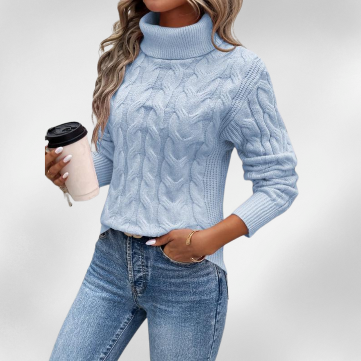Lanie | Pull à col montant en tricot torsadé