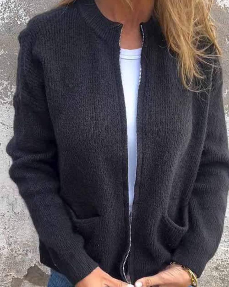 Era - Cardigan Tricoté avec Fermeture Éclair