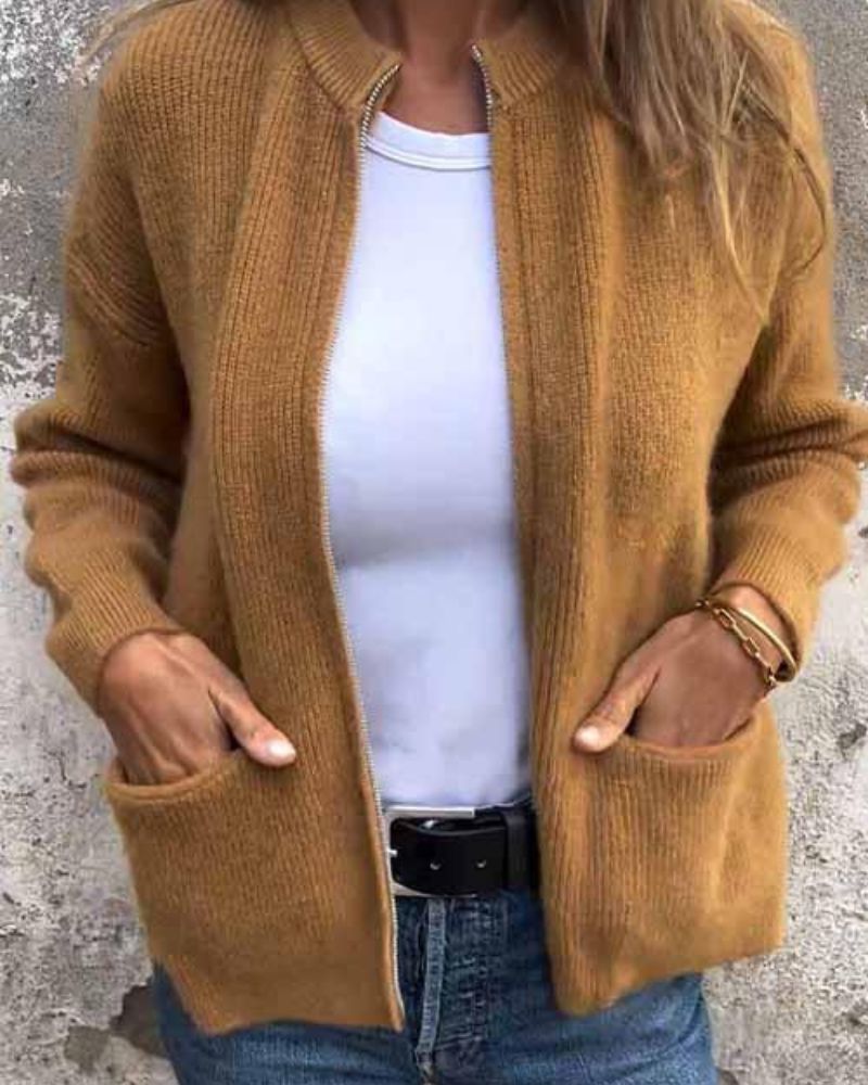 Era - Cardigan Tricoté avec Fermeture Éclair