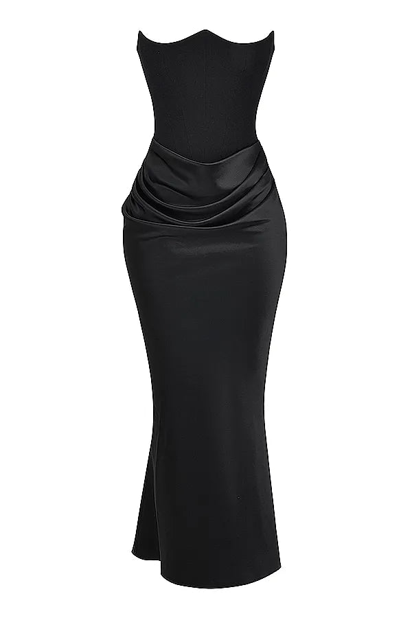 Victoria Noir | Robe Maxi Noire Sophistiquée