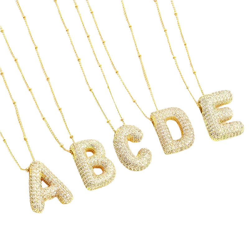 Collier avec initiale en lettres bulles | Or