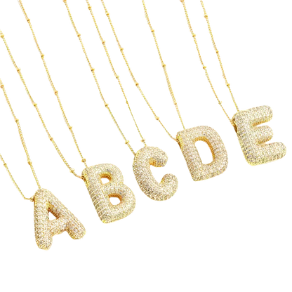 Collier avec initiale en lettres bulles | Or