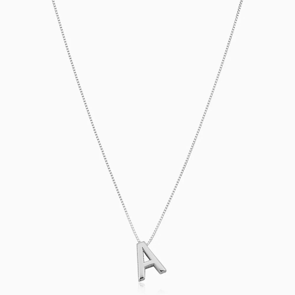 Collier initial en lettre d'amour | Or blanc