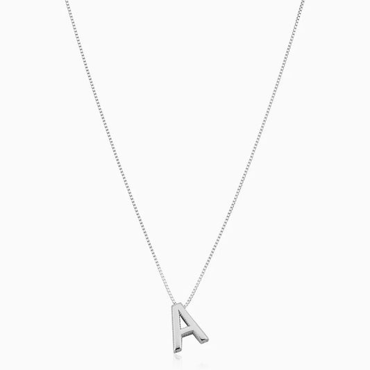 Collier initial en lettre d'amour | Or blanc
