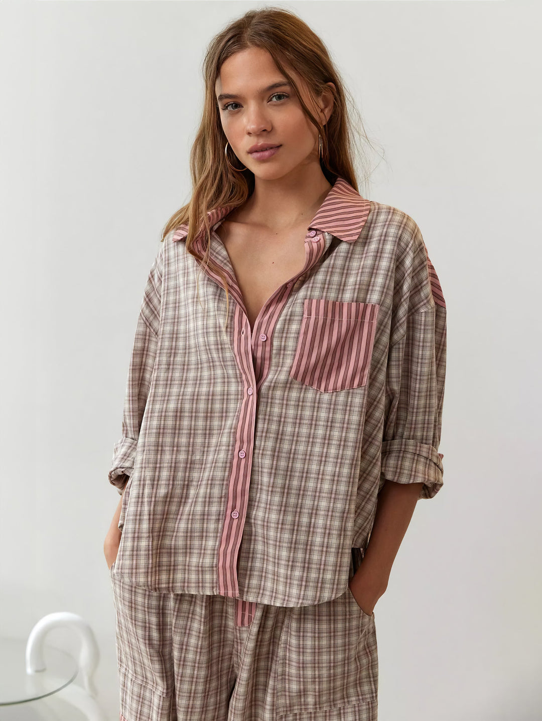 Ava Ensemble de Loungewear 2 Pièces pour Femmes – Pyjamas à Carreaux