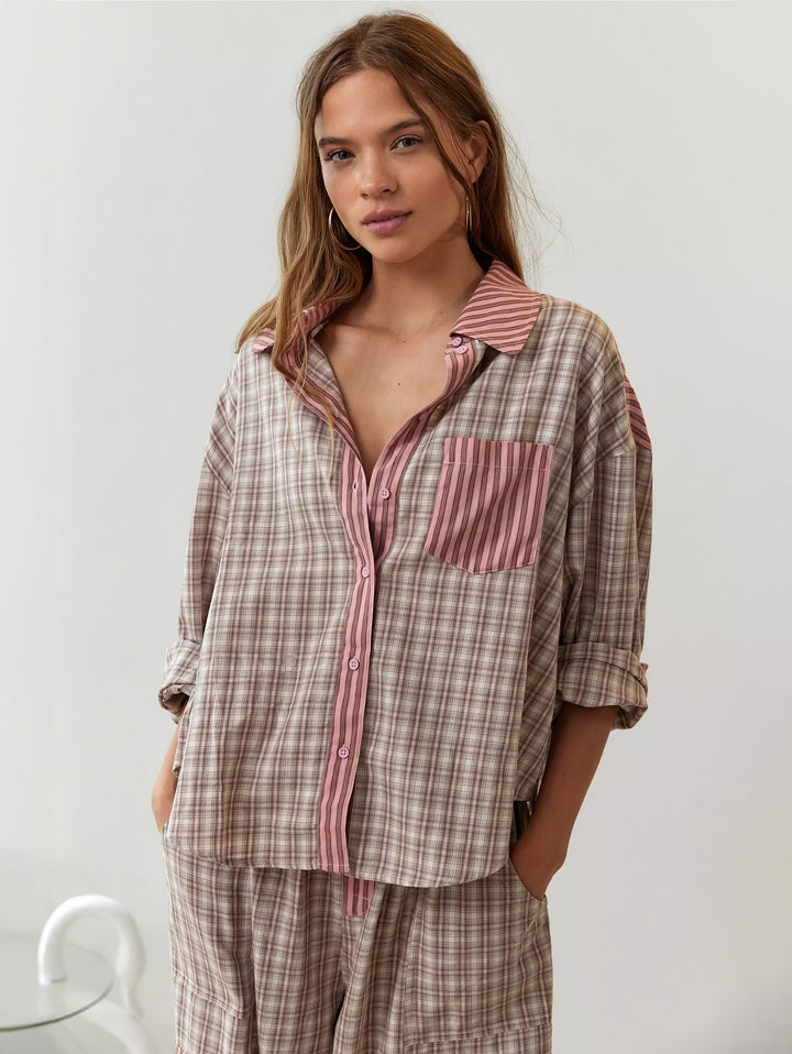 Ava Ensemble de Loungewear 2 Pièces pour Femmes – Pyjamas à Carreaux