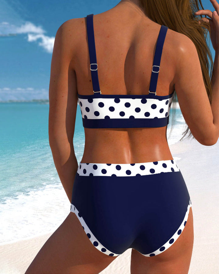 Lisbet – Bikini taille haute en patchwork avec des pois