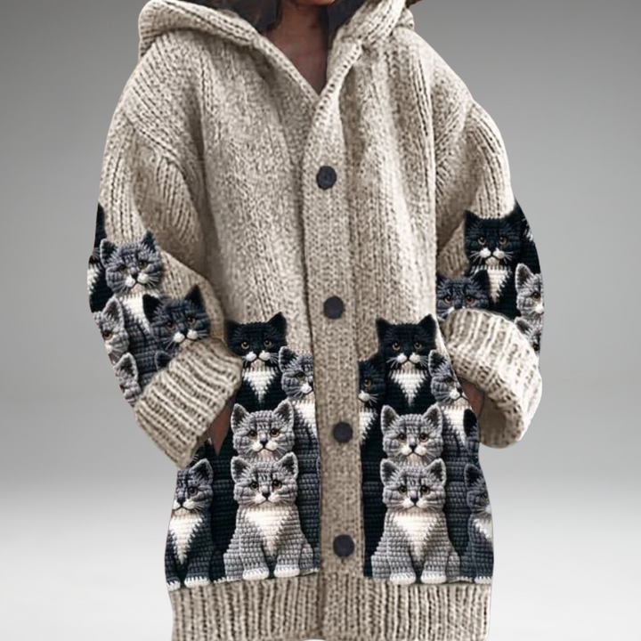 Annelie™ | Pull chaud pour femmes avec boutons et capuche.