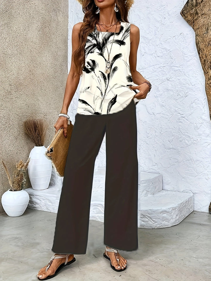 Camille - Ensemble Gilet et Pantalon à Rayures en Sergé