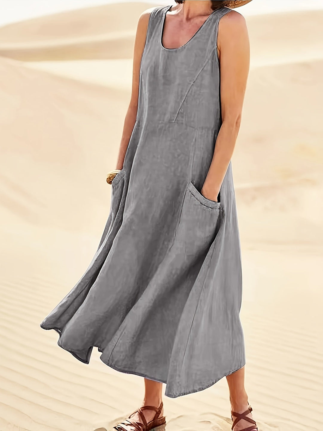Sophia - Robe Maxi Sans Manches Avec Poches