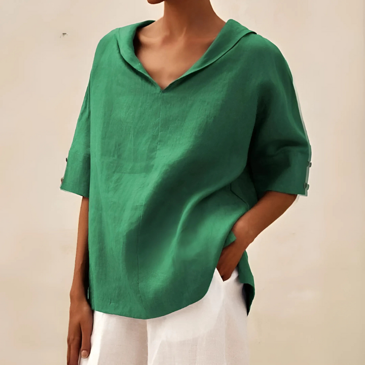 Abby | Chemise en Lin Décontractée Col V