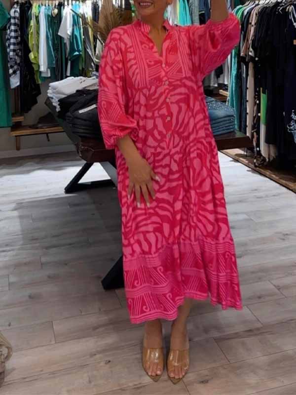 Elka™ - Robe V-Cou Imprimée Femme
