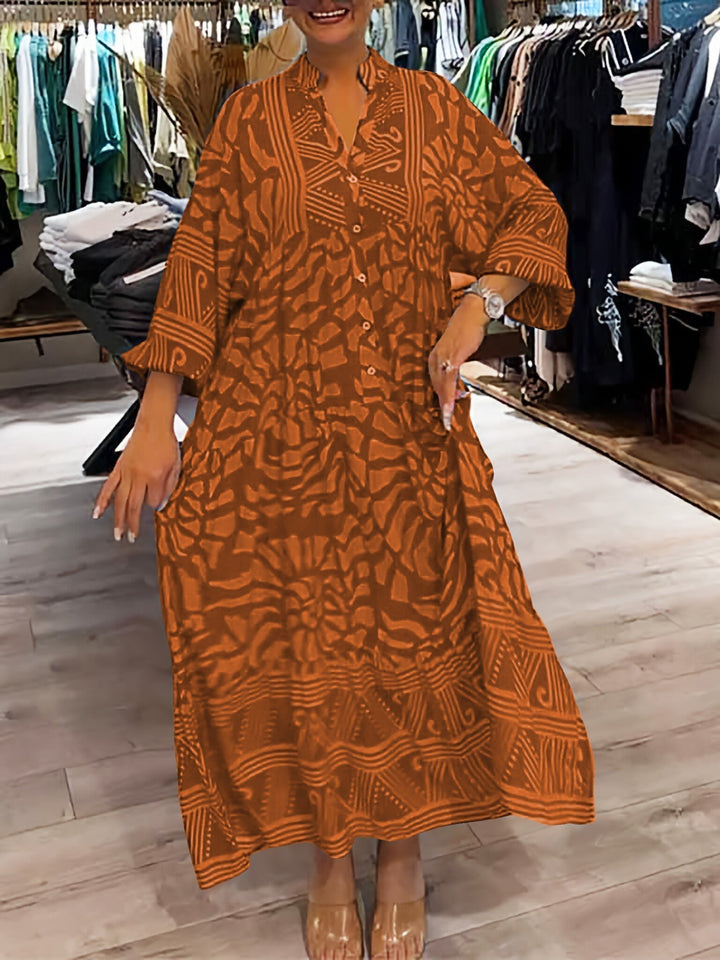 Elka™ - Robe V-Cou Imprimée Femme