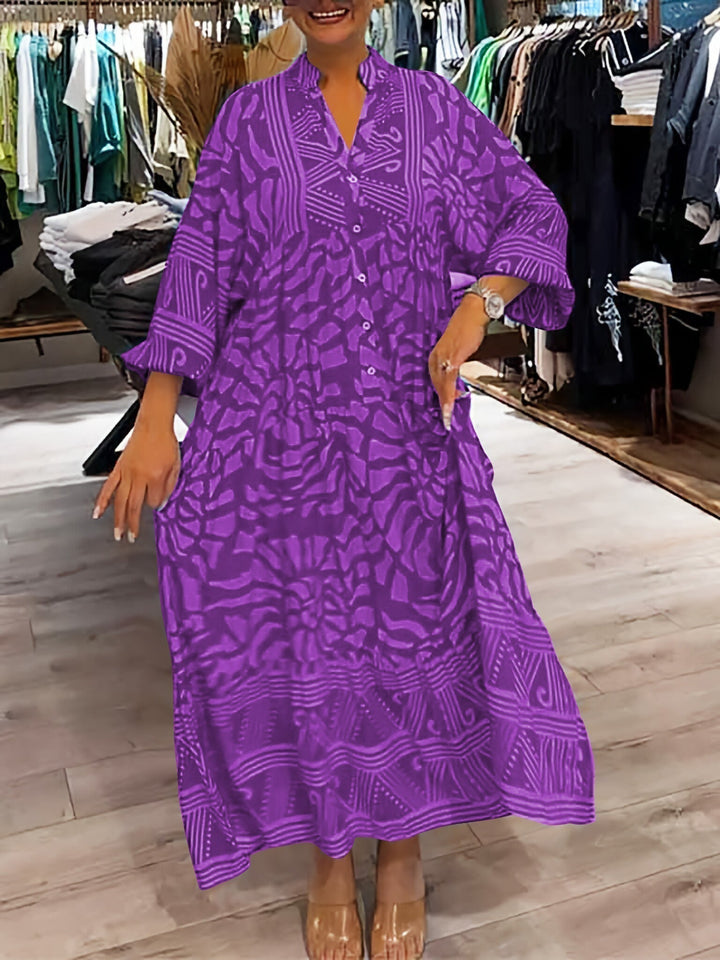 Elka™ - Robe V-Cou Imprimée Femme
