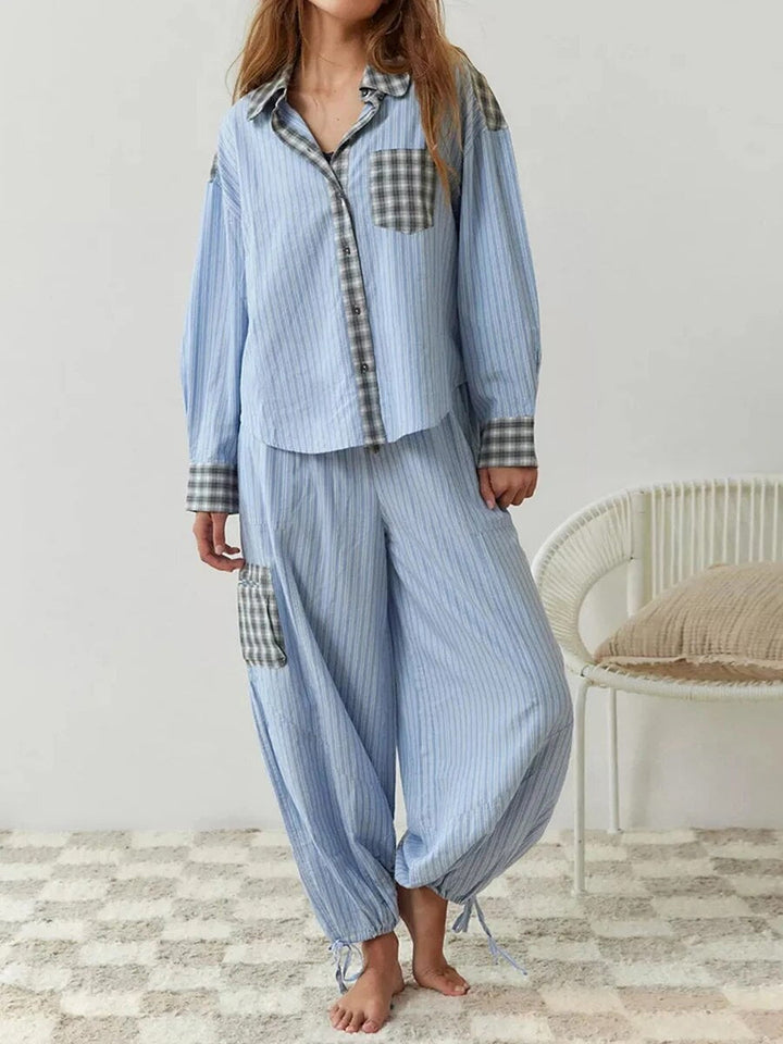 Ava Ensemble de Loungewear 2 Pièces pour Femmes – Pyjamas à Carreaux