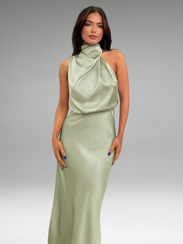 Flavia - Robe en satin glamour avec col halter