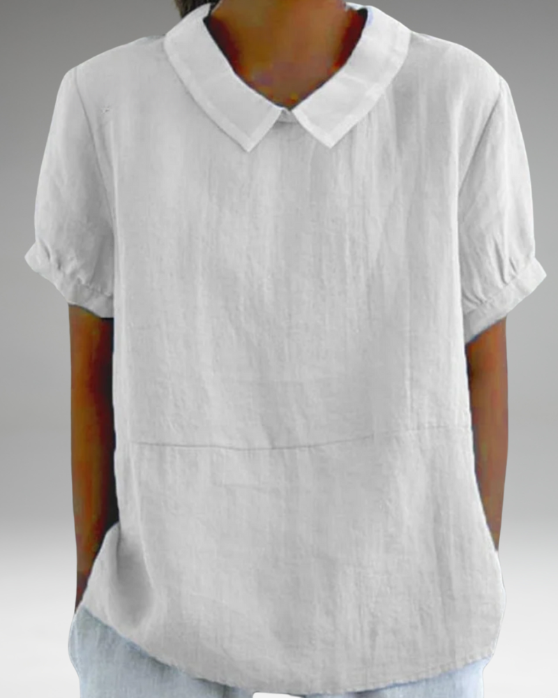 Bernadette - Chemise décontractée en coton et lin avec imprimé floral rétro pour femmes