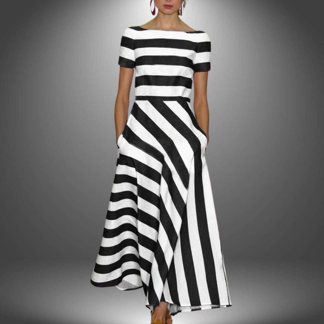 Nicole | Robe Longue Rayée Fait Main