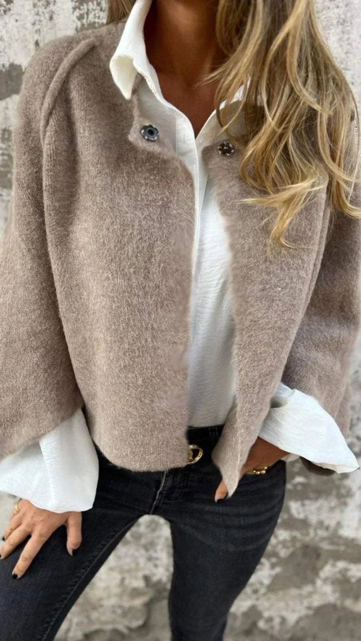 Cecilia - Manteau en Laine avec Col Rond et Manches Longues