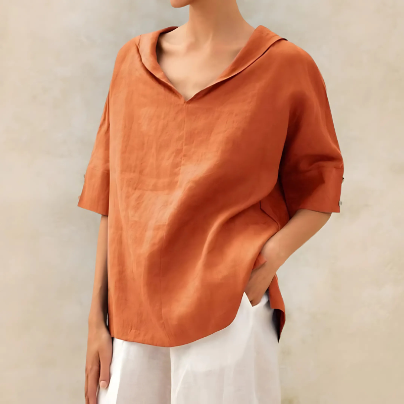 Abby | Chemise en Lin Décontractée Col V