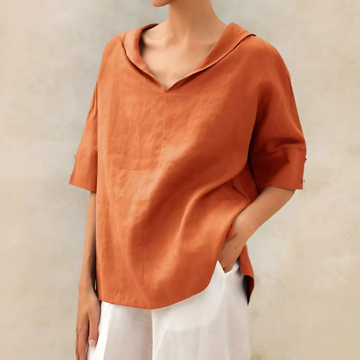 Abby | Chemise en Lin Décontractée Col V