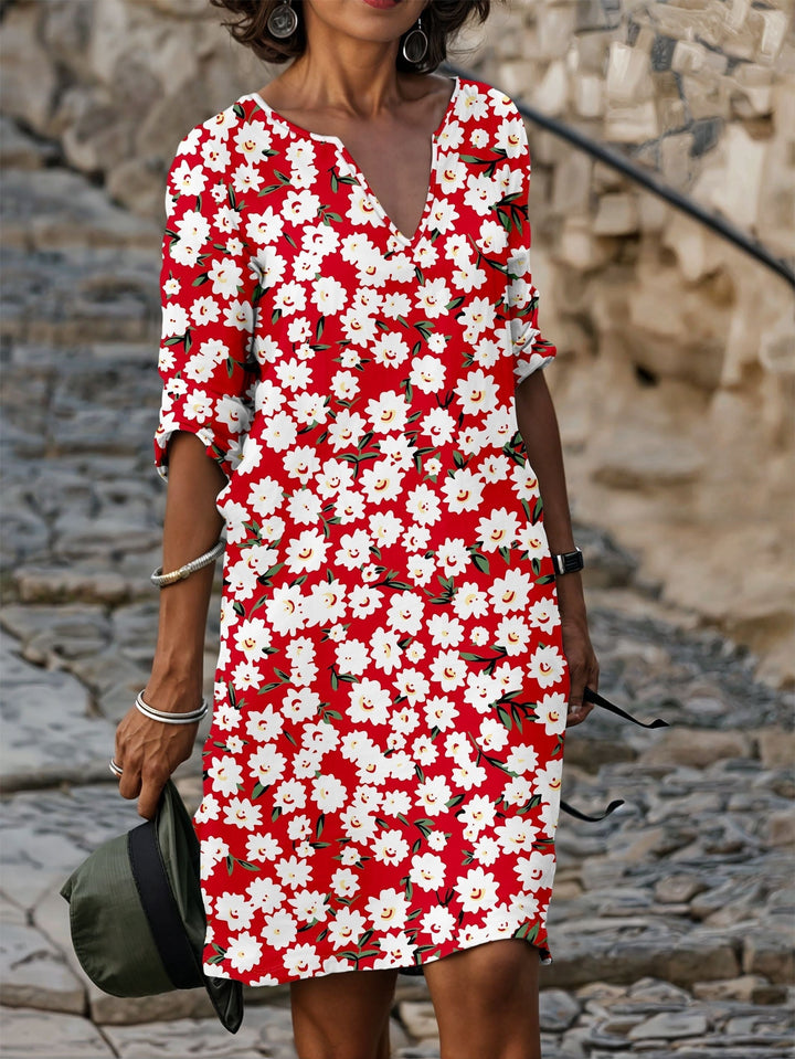 Lily – Robe T-Shirt à Col V Floral