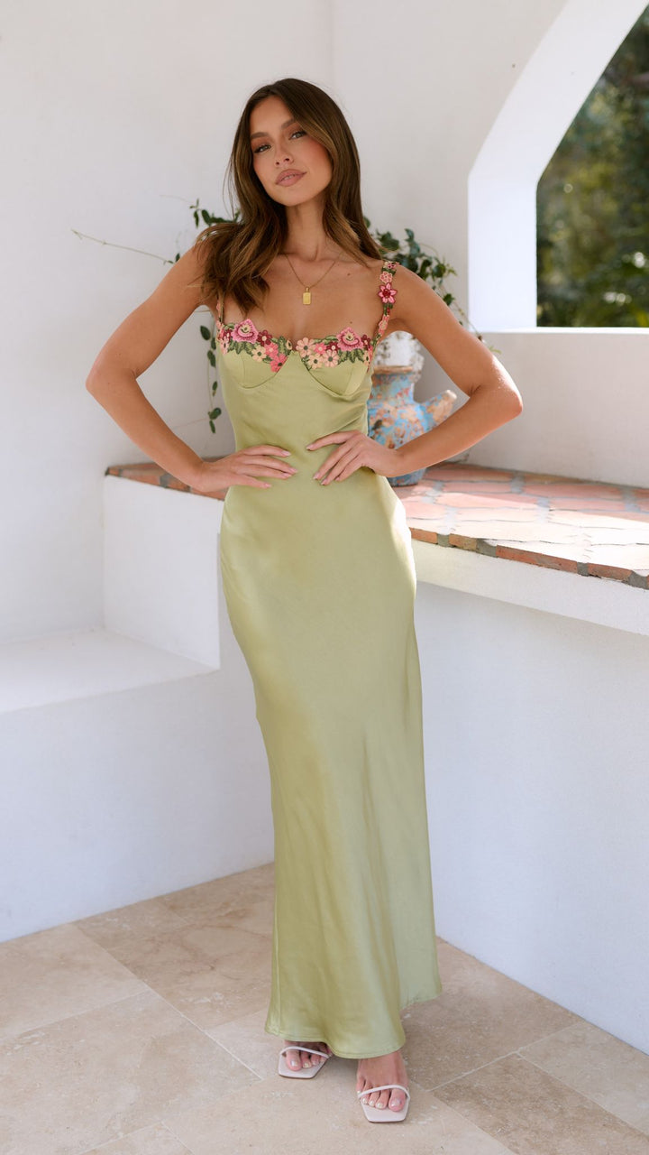 Chelsey - Robe Maxi avec Détail de Fleurs