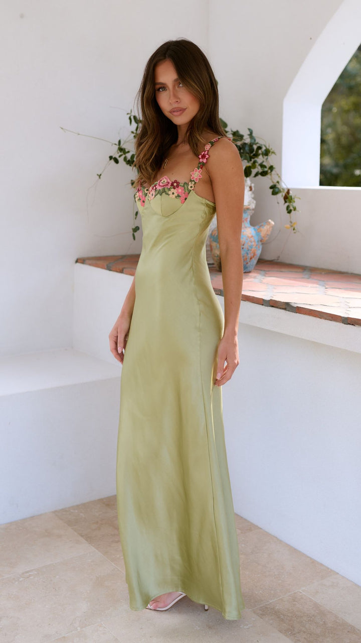 Chelsey - Robe Maxi avec Détail de Fleurs