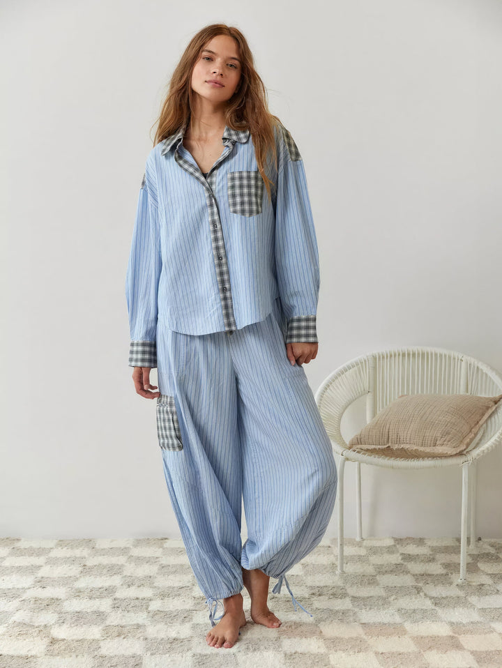 Ava Ensemble de Loungewear 2 Pièces pour Femmes – Pyjamas à Carreaux