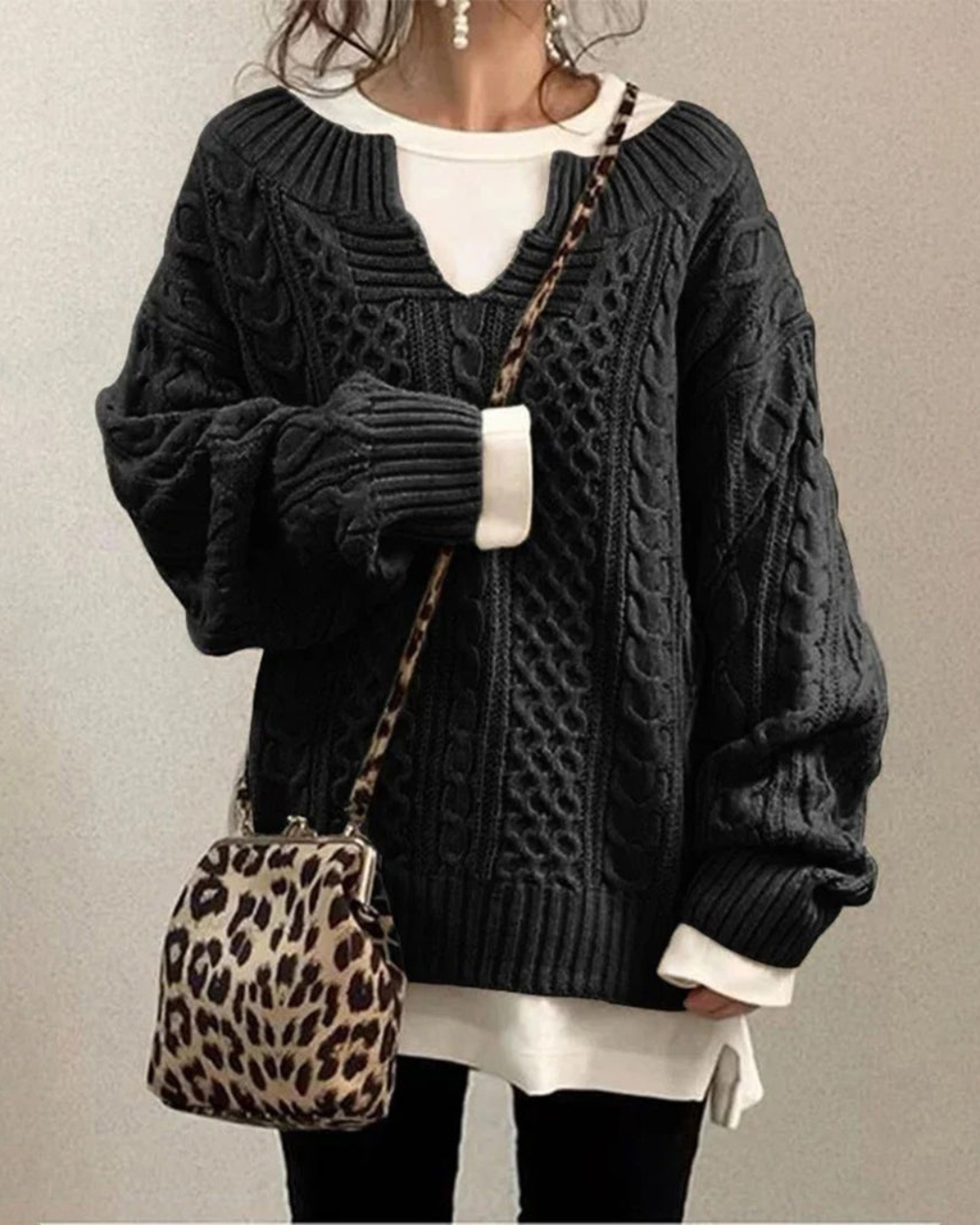 Bianca - Pull oversize en maille avec motif