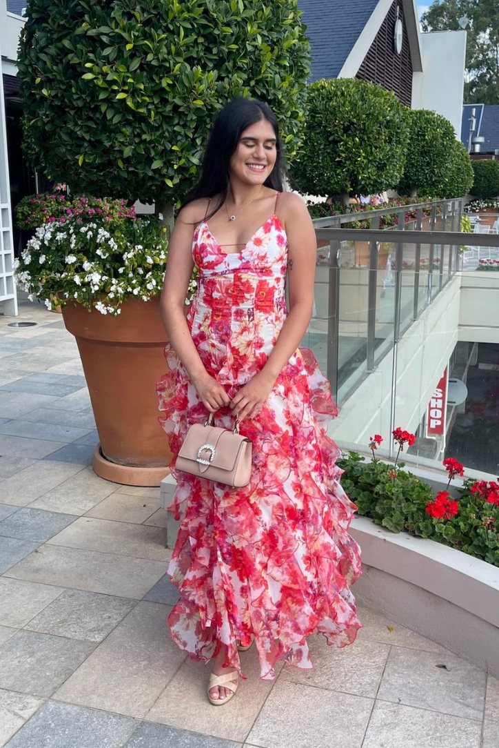 Chara - Robe Maxi à Imprimé Floral avec Volants