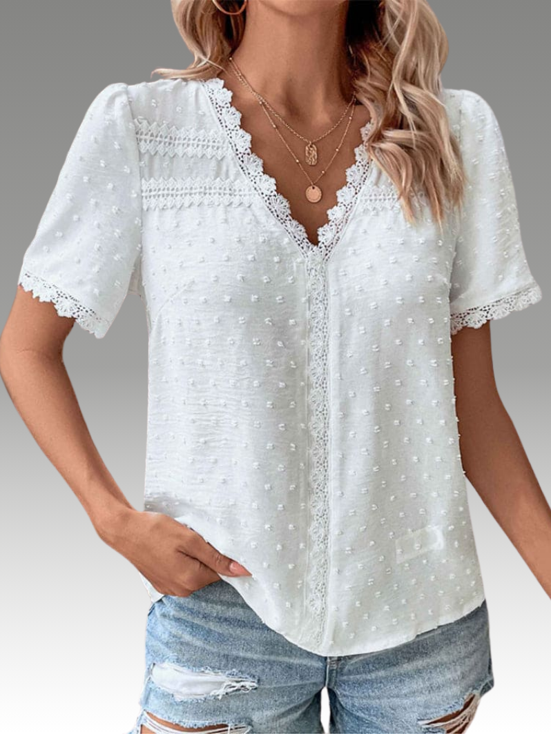ELVAIRA – Blouse en Dentelle avec Décolleté en V