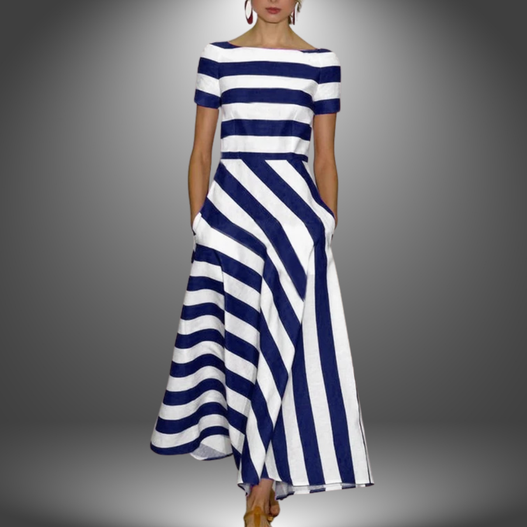 Nicole | Robe Longue Rayée Fait Main