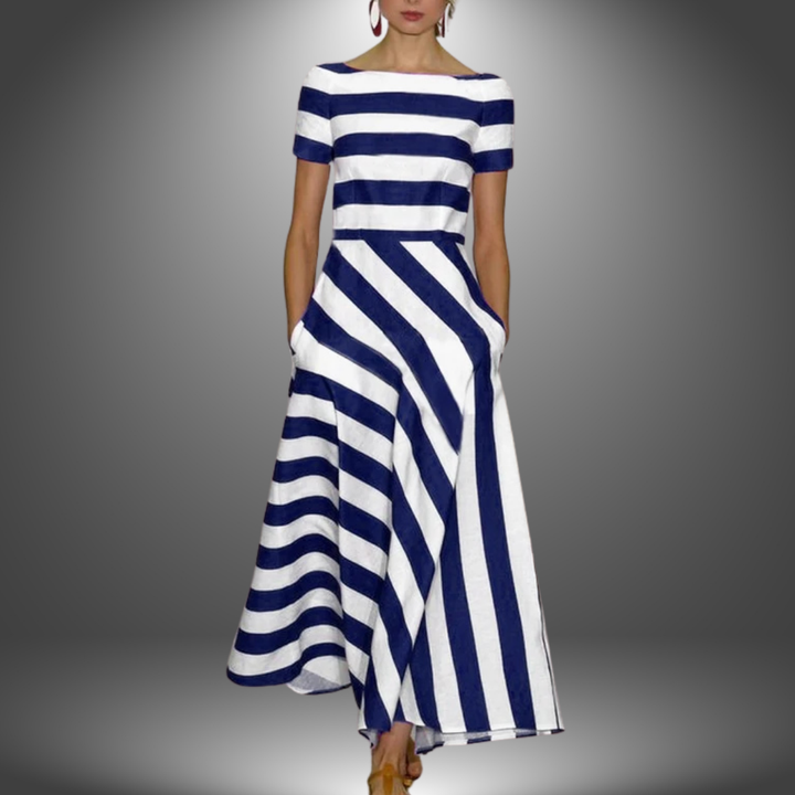 Nicole | Robe Longue Rayée Fait Main